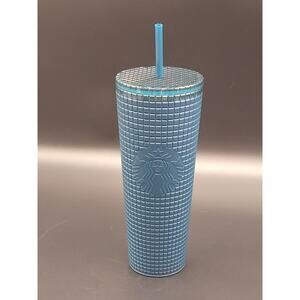 Starbucks 2023 Winter Disco Navy Subzero Grid Soft Touch Tumbler 24 oz Venti